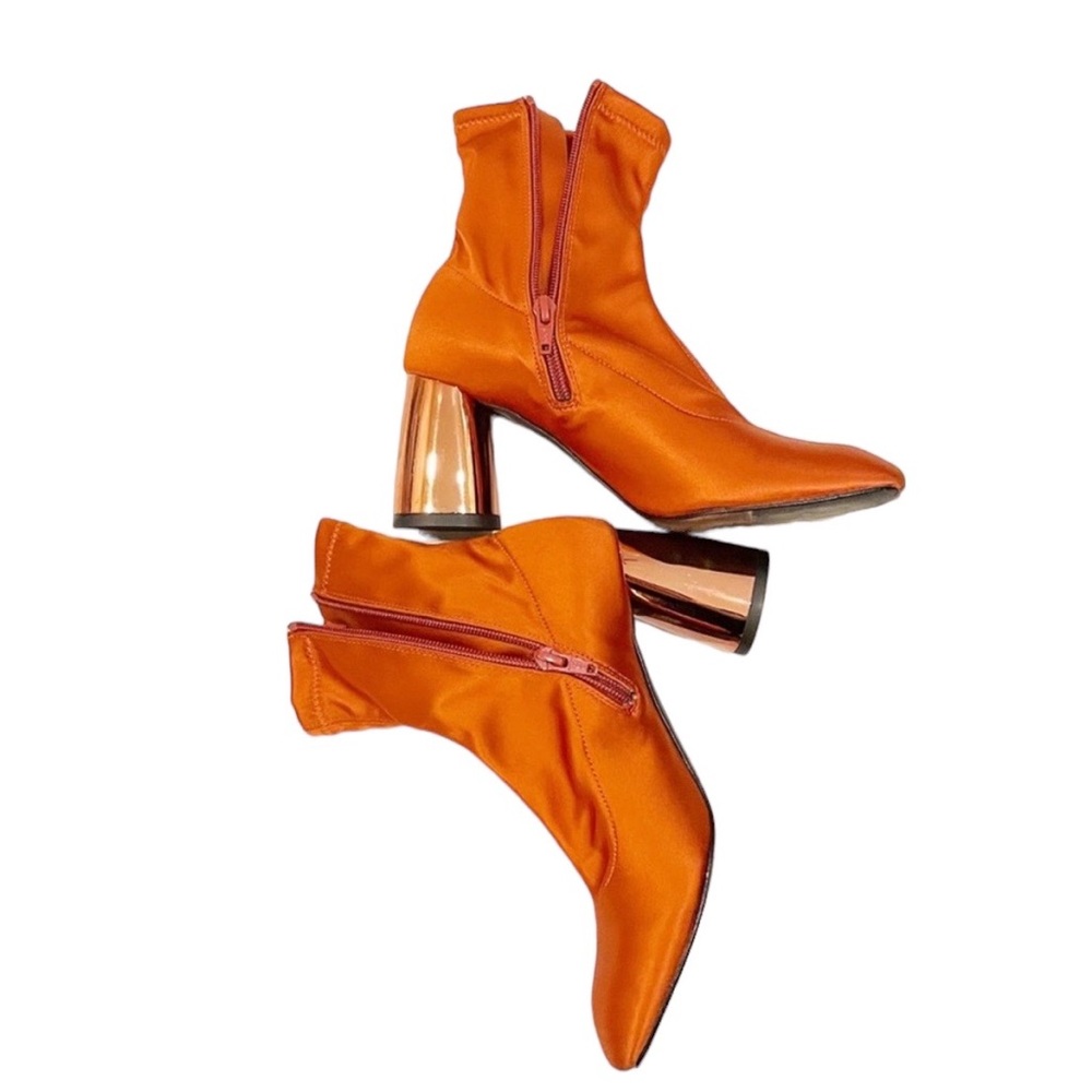 Free People Satin Spectrum Sock Boot Rust Size 6